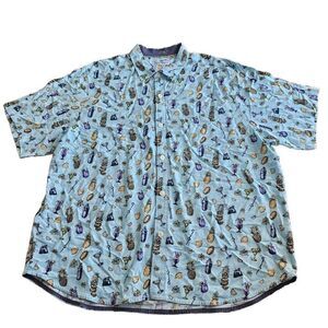 Tommy bahama mens Sz XXL blue all over pineapple cocktails Hawaiian shirt